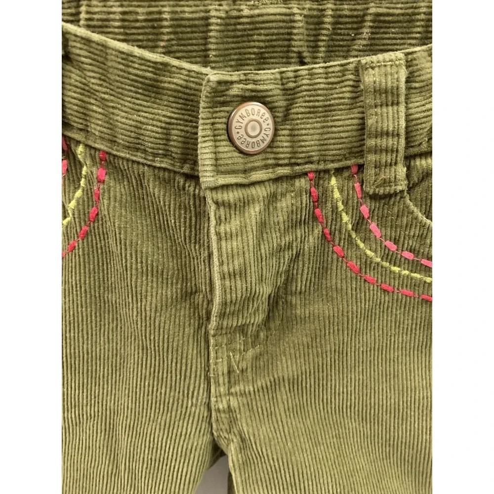 Gymboree Floral Embroidered Y2K Corduroy Green Pants Size 7 Youth‎
